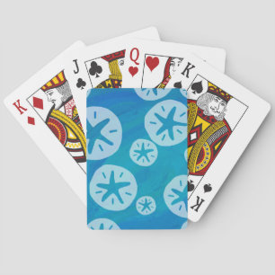 Sand Dollar White and Blue Pattern Playing Cards