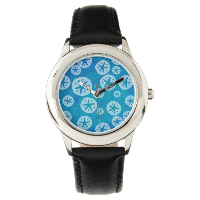 Sand Dollar White and Blue Pattern Watch (Front)