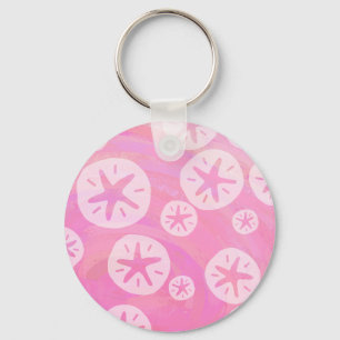 Sand Dollar White and pink Key Ring