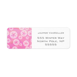 Sand Dollar White and pink Return Address Label