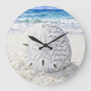 Sand Dollar with Inspirational Quote Large Clock