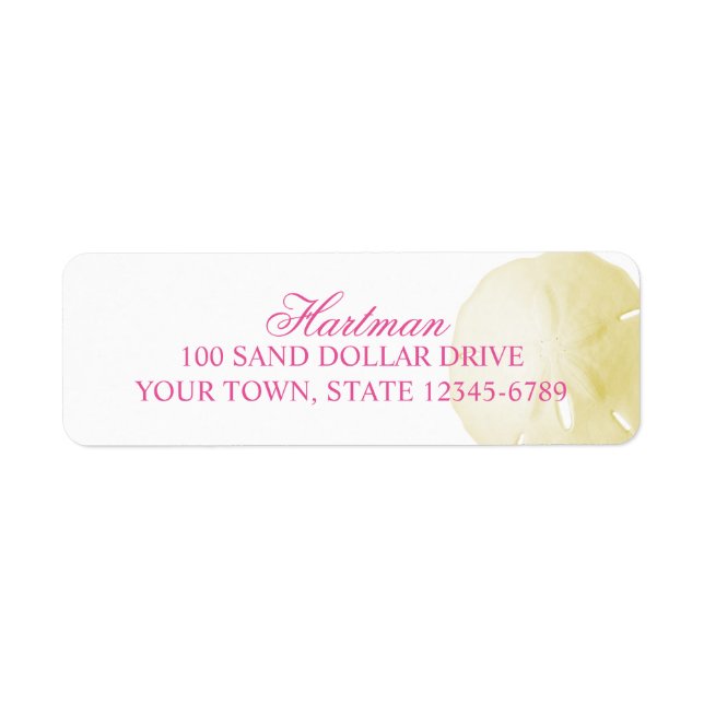 Sand Dollar Yellow Pink custom Return Address Label (Front)
