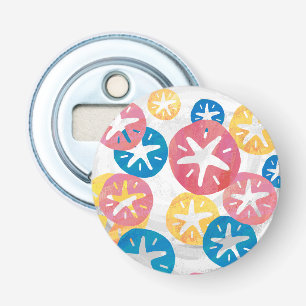 Sand Dollar Yellow Red Blue Pattern Bottle Opener