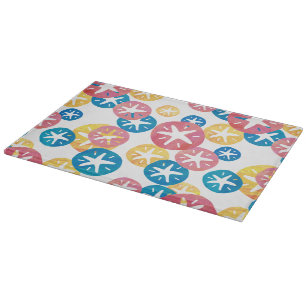 Sand Dollar Yellow Red Blue Pattern Cutting Board