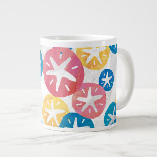 Sand Dollar Yellow Red Blue Pattern Large Coffee Mug