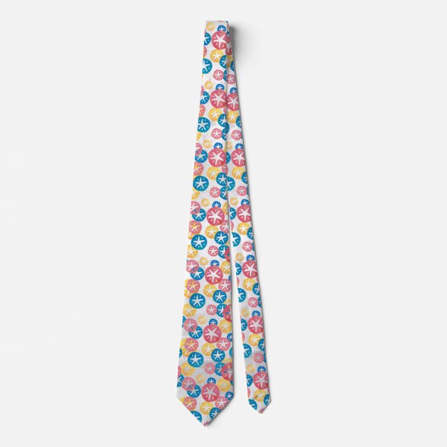 Sand Dollar Yellow Red Blue Pattern Tie (Front)