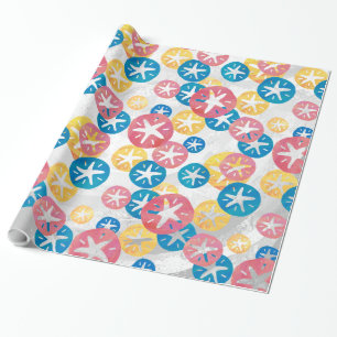 Sand Dollar Yellow Red Blue Pattern Wrapping Paper