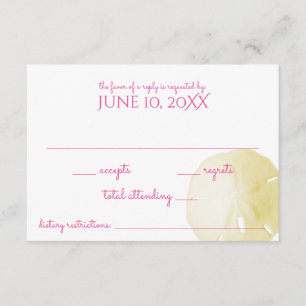 Sand Dollar Yellow Wedding RSVP Card