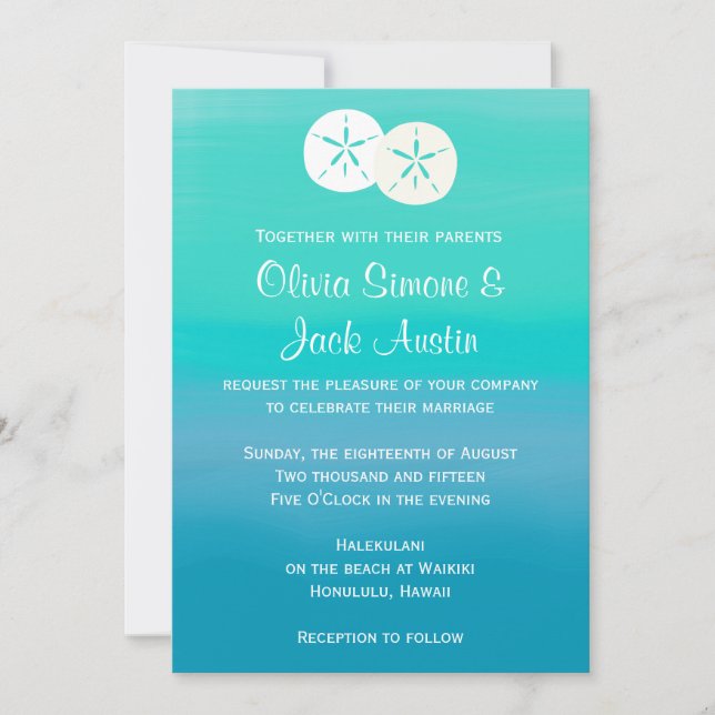 Sand Dollars Beach Ocean Wedding Invitation (Front)