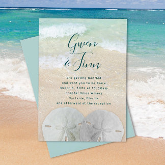Sand Dollars Beach Scene Marriage Ceremony Invitation