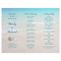 Sand Dollars Beach Scene Tri-Fold Wedding Program