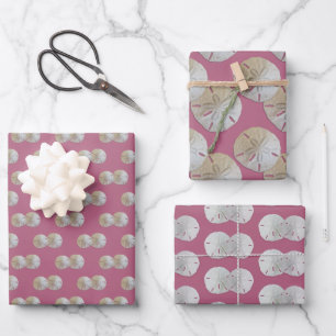 Sand Dollars Mauve Pink Patterned Wrapping Paper Sheet