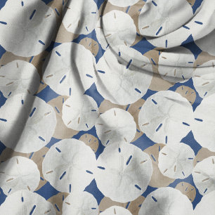 Sand Dollars Pattern Tan Navy Blue Fabric