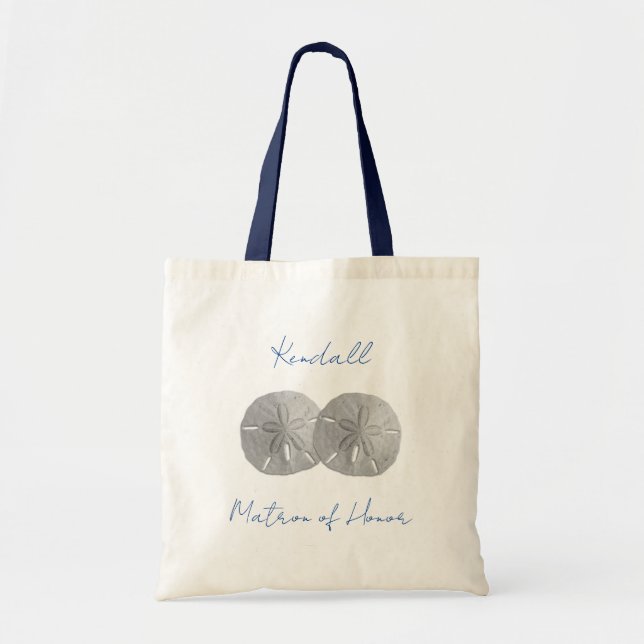 Sand Dollars Personalized Bridal Party Gift Tote Bag (Front)