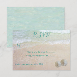 Sand Dollars RSVP Beach Scene Wedding RSVP Invitation