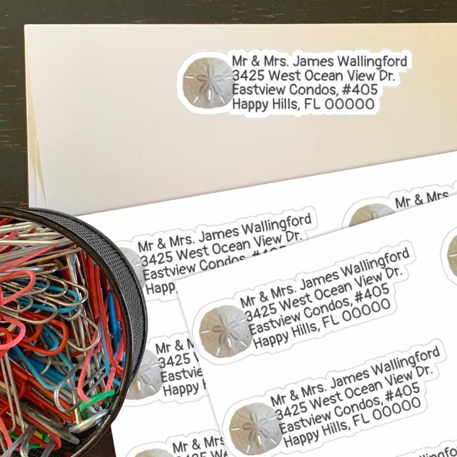 Sand Dollars Shaped Return Address Stickers (Creator Uploaded)