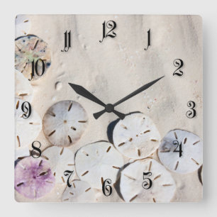 Sand dollars square wall clock