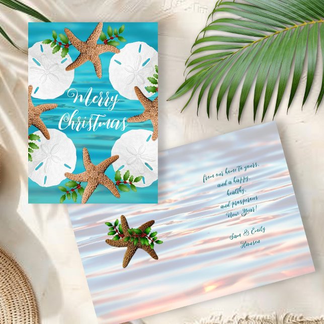 Sand Dollars Starfish Beach Christmas Folded Cards (Creator Uploaded)