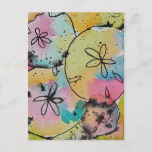 Sand Dollars Watercolor & Ink Painting Postcard