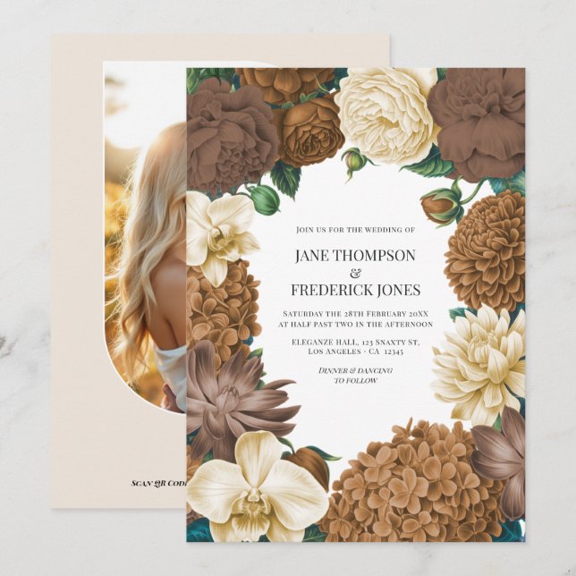 Sand Dune, Copper Glow & Hazelnut Cream Wedding Invitation (Front/Back)