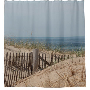 Sand dunes and beach fence shower curtain