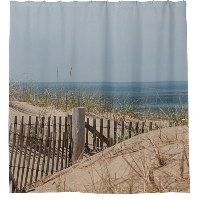 Sand dunes and beach fence shower curtain (Front)