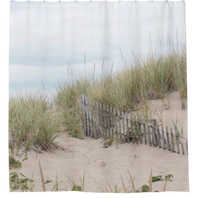 Sand dunes and beach fence shower curtain (Front)
