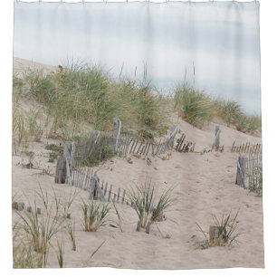Sand dunes and beach fences shower curtain
