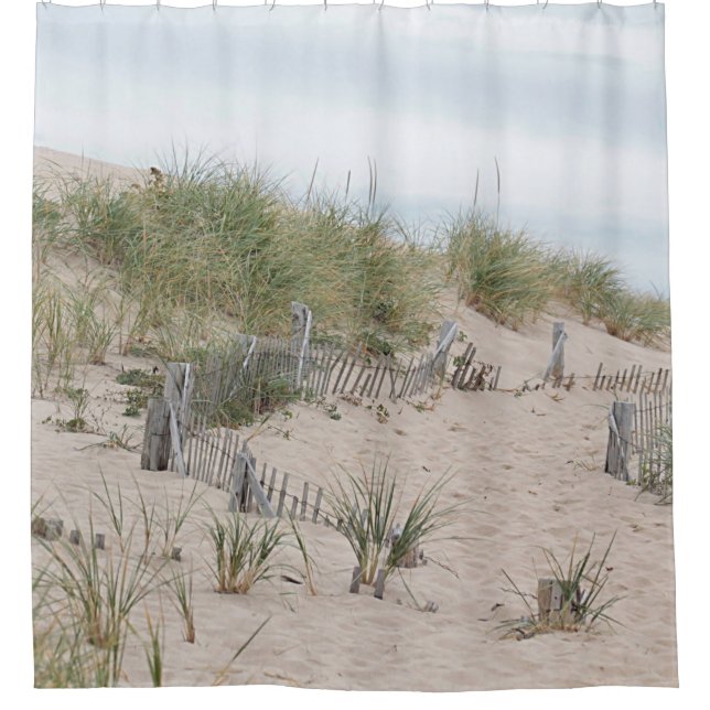 Sand dunes and beach fences shower curtain (Front)