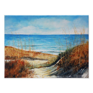 Sand Dunes and Ocean Painting Photo Print