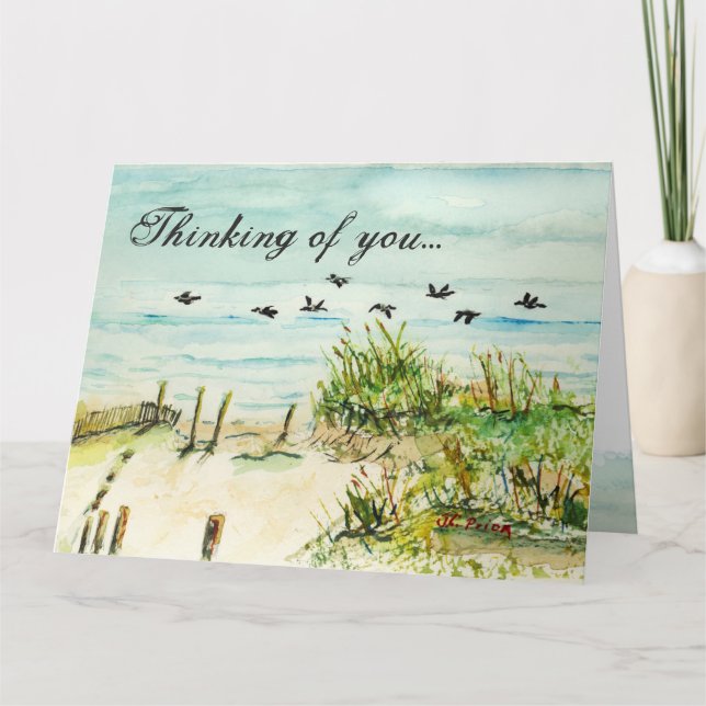 Sand Dunes and Seagulls Outer Banks North Carolina Card (Front)