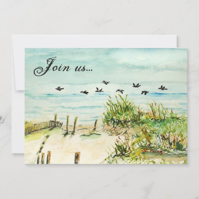 Sand Dunes and Seagulls Outer Banks North Carolina Invitation (Front)