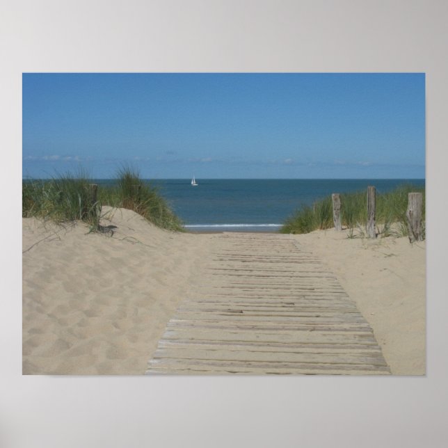 Sand Dunes Beach Wave Boat Photo Poster Print (Front)