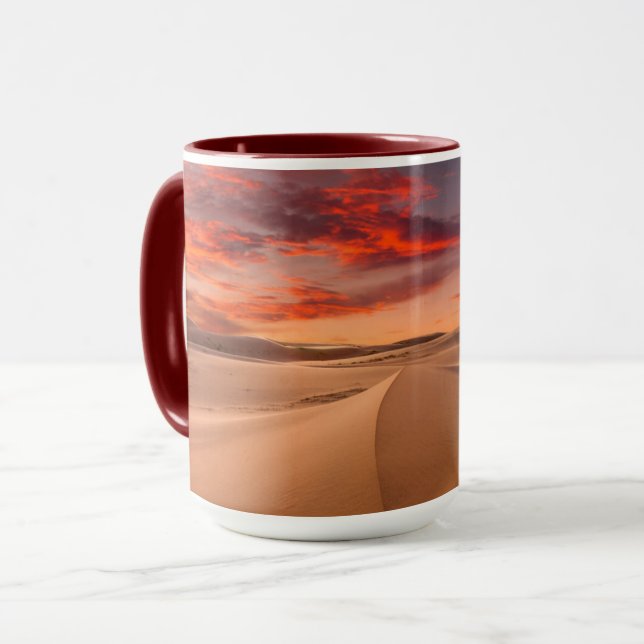Sand Dunes in the Desert at Sunset Mug (Front Left)