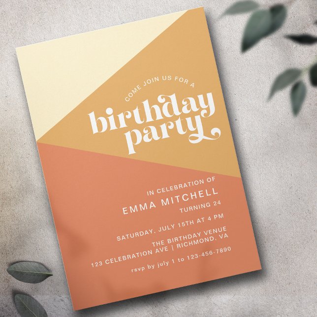 Sand Earth Tones | Modern Retro Style Birthday Invitation (Creator Uploaded)