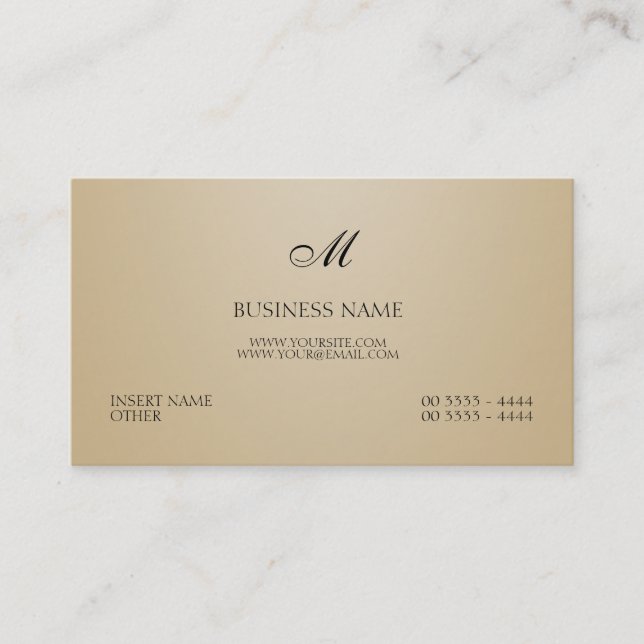 Sand Elegant and Monogram Business Card (Front)
