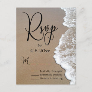 Sand & Foam Beach Photo & Typography Wedding RSVP