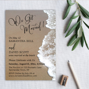 Sand & Foam Beach Photo, We Got Married Invitation