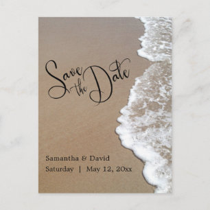 Sand & Foam Beach Wedding Save the Date 2a Announcement Postcard