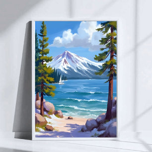 Sand Harbour Beach Lake Tahoe Painting Poster