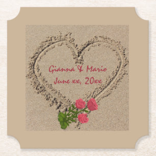Sand Heart and Roses Paper Coaster