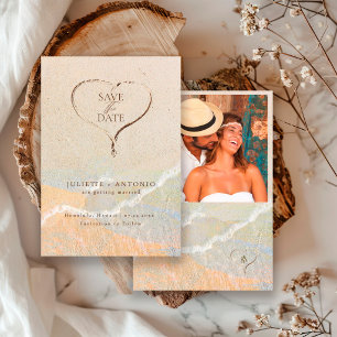 Sand Heart Boho Rustic Beach Destination Wedding Save The Date