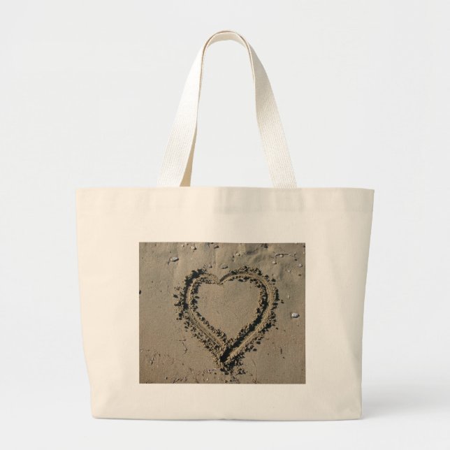 Sand Heart Large Tote Bag (Front)