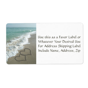 Sand Hearts on the Beach Favour or Mailing Label