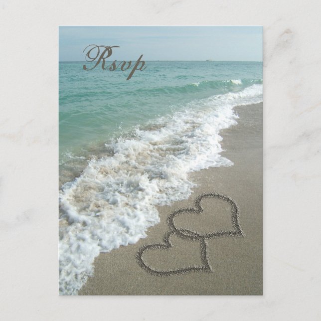 Sand Hearts on the Beach RSVP Card (Front)