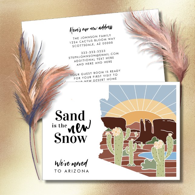 Sand is the New Snow Arizona New Address Announcement (Sand is the New Snow We Moved to Arizona New Address Card Announcement)