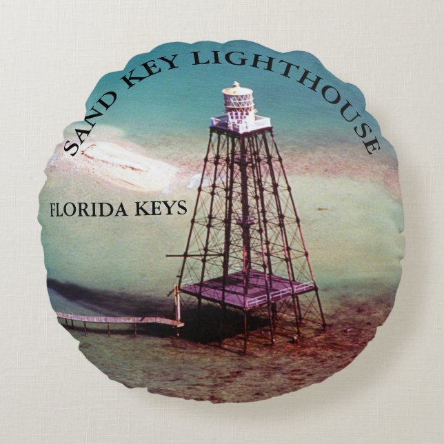 Sand Key Lighthouse, Florida Keys Round Pillow (Front)