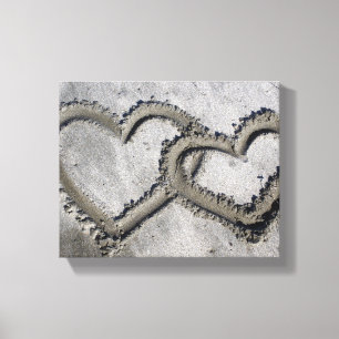 Sand Love Hearts Wrapped Canvas