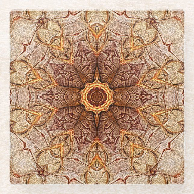 Sand Mandala Pattern with Star Centre Coaster (Front)