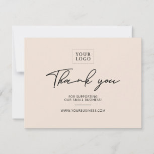 Sand Modern Lettering Business Thank You Card